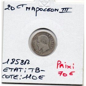 20 centimes Napoléon III tête nue 1858 A Paris TB-