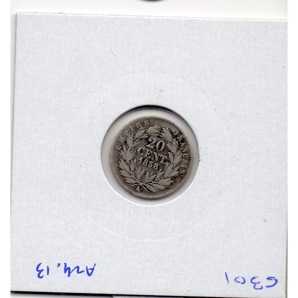 20 centimes Napoléon III tête nue 1858 A Paris TB-