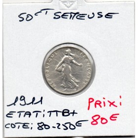 50 centimes Semeuse Argent 1911 TTB+