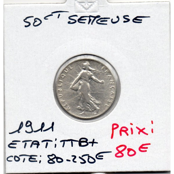 50 centimes Semeuse Argent 1911 TTB+