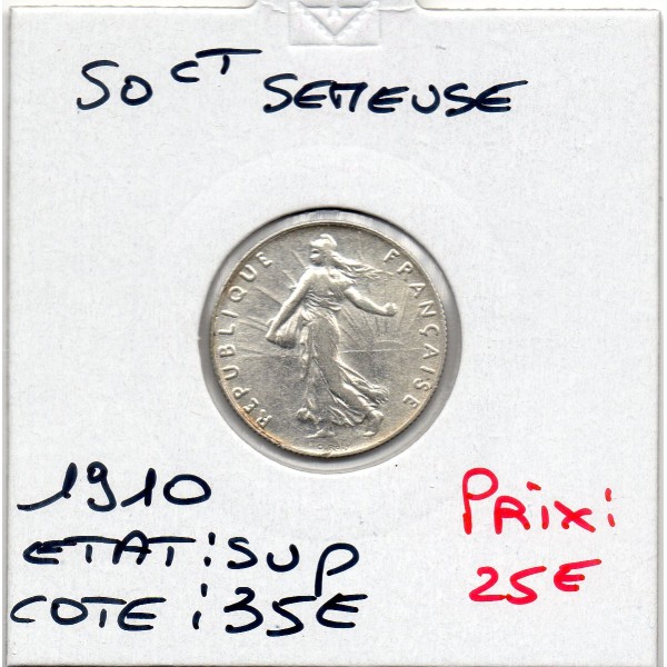 50 centimes Semeuse Argent 1910 Sup