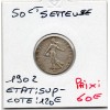 50 centimes Semeuse Argent 1902 Sup-