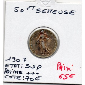 50 centimes Semeuse Argent 1907 Sup magnifique Patine