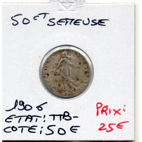 50 centimes Semeuse Argent 1906 TTB-