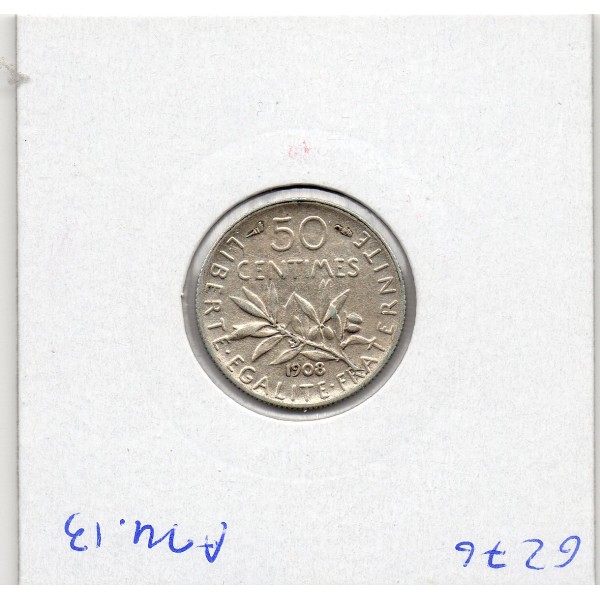50 centimes Semeuse Argent 1908 Sup-