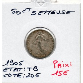 50 centimes Semeuse Argent 1905 TB