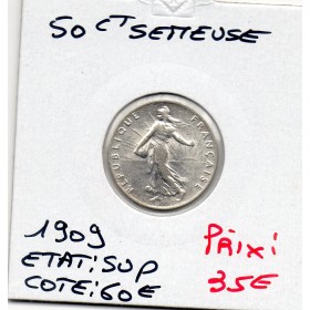 50 centimes Semeuse Argent 1909 Sup