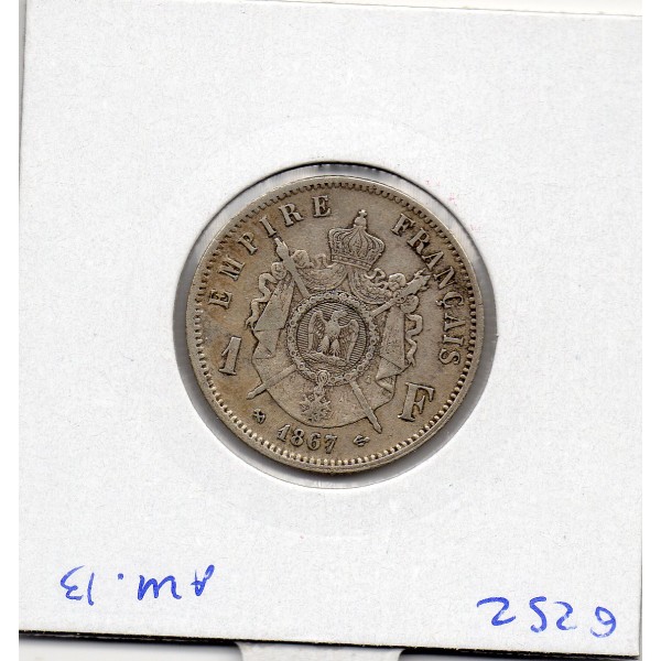 1 franc Napoléon III tête laurée 1867 K Bordeaux TB+