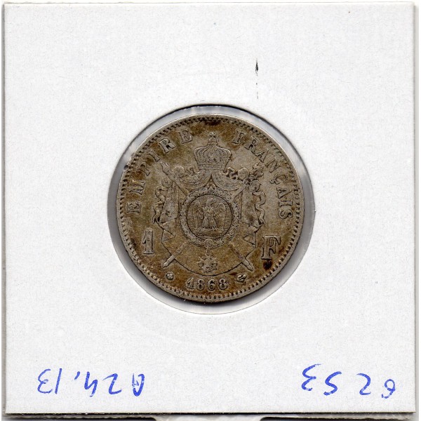 1 franc Napoléon III tête laurée 1868 BB Strasbourg TTB