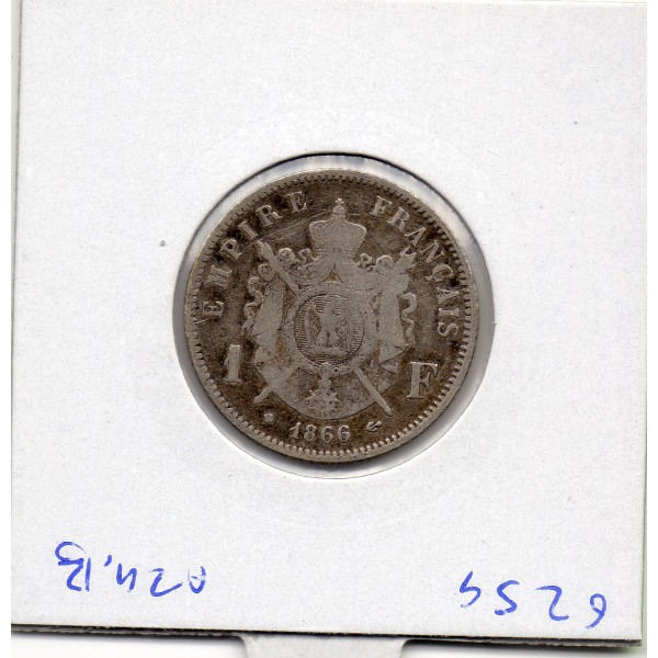 1 franc Napoléon III tête laurée 1866 BB Strasbourg TB+