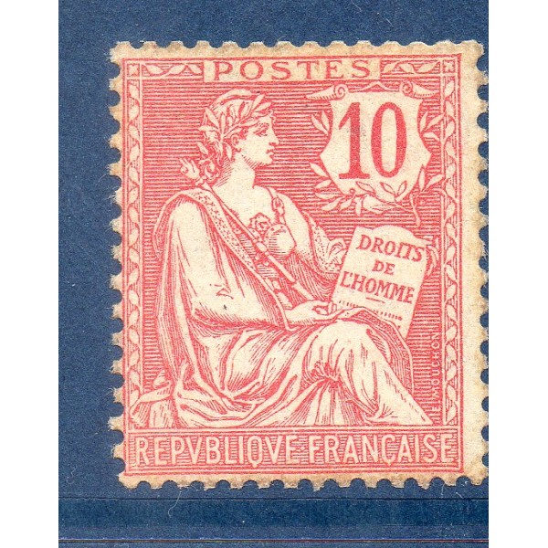 Timbre France Yvert No 124 Type Mouchon retouché 10c Rose neuf **