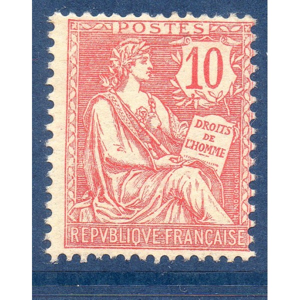 Timbre France Yvert No 124 Type Mouchon retouché 10c Rose neuf **