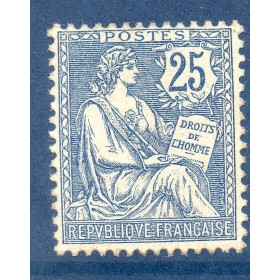 Timbre France Yvert No 127 Type Mouchon 25c Bleu neuf **
