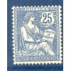 Timbre France Yvert No 127 Type Mouchon 25c Bleu neuf **