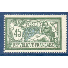 Timbre France Yvert No 143 Type merson 45c Vert et bleu neuf **