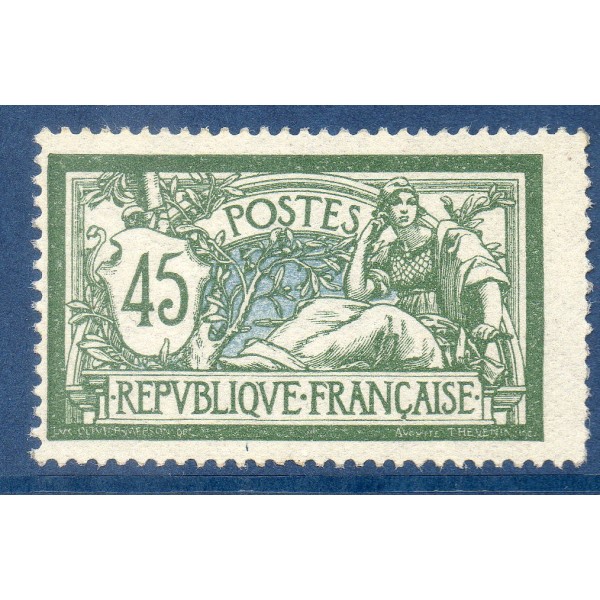 Timbre France Yvert No 143 Type merson 45c Vert et bleu neuf **