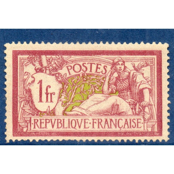 Timbre France Yvert No 121 Type Merson 1F lie-de-vin et olive neuf **