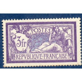 Timbre France Yvert No 206 merson 3 franc violet et bleu **