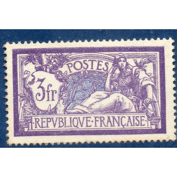 Timbre France Yvert No 206 merson 3 franc violet et bleu **