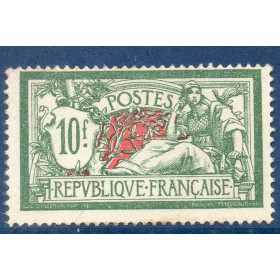 Timbre France Yvert No 207 merson 10 francs vert et rouge neuf  **