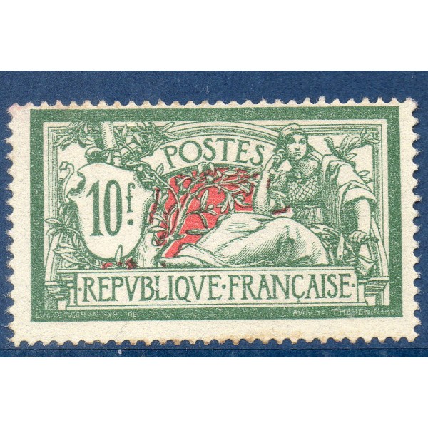 Timbre France Yvert No 207 merson 10 francs vert et rouge neuf  **