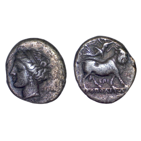 Campanie, Neapolis Nomos (-325 à -241) Taureau Androcephale