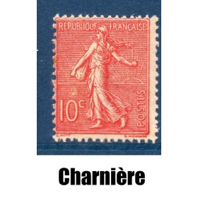 Timbre France Yvert No 129 semeuse lignée 10c rose neuf * avec charnière