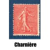 Timbre France Yvert No 129 semeuse lignée 10c rose neuf * avec charnière