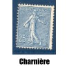 Timbre France Yvert No 132 semeuse lignée 25c bleu neuf * avec charnière