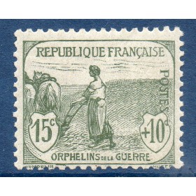 Timbre France Yvert No 150 Orphelin de la Guerre gris-Vert neuf **