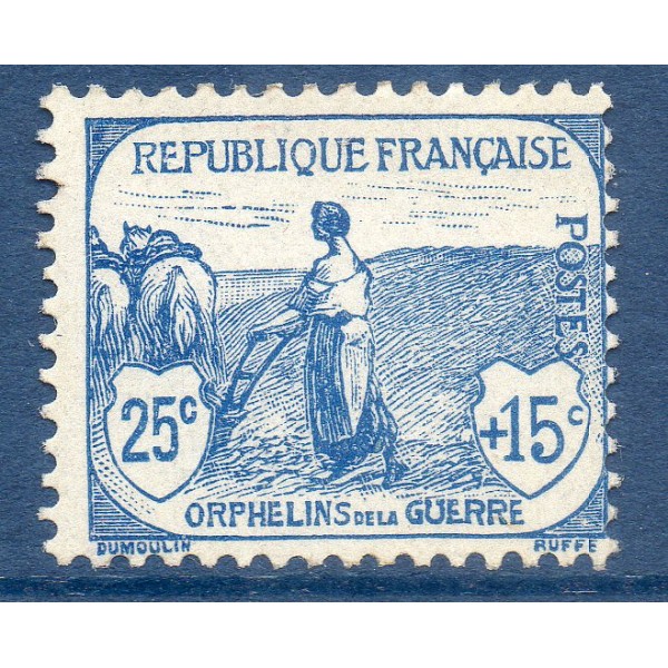 Timbre France Yvert No 151 Orphelin de la Guerre bleu neuf **