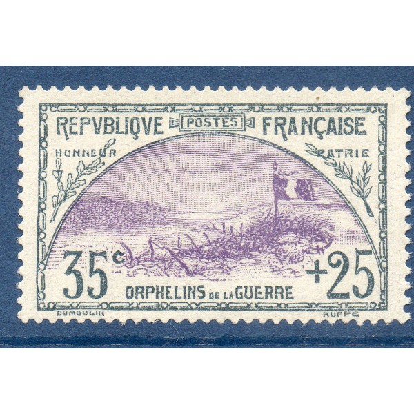 Timbre France Yvert No 152 Orphelin de la Guerre Ardoise et Violet neuf **