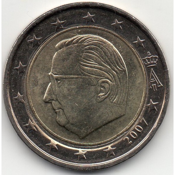 Pièce de 2 Euro Belgique - Albert II, 2ème type et 2ème carte (2007)