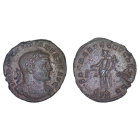 AE1 Maximien Hercule (300-301), Ric.462b M SACRA AVGG ET CAESS NN Treves