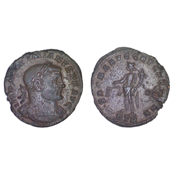 AE1 Maximien Hercule (300-301), Ric.462b M SACRA AVGG ET CAESS NN Treves
