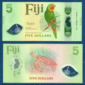 Fidji P.125a, Neuf Billet de 5 Dollars 2026 Peroquet Kulawai