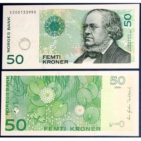Norvège P.46c, Neuf Billet de 50 Kroner 2003-2008 Peter Christen Asbjornsen