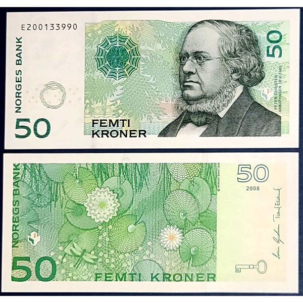 Norvège P.46c, Neuf Billet de 50 Kroner 2003-2008 Peter Christen Asbjornsen