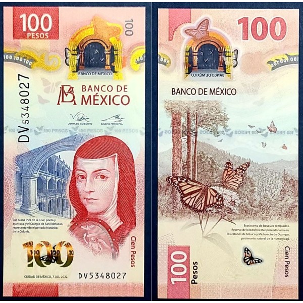 Mexique P.134c, Neuf Billet de 100 pesos 2022 Juana Ines de la Cruz