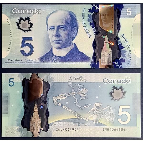 Canada P.106f, neuf Billet de 5 dollar 2013 CANADARM2