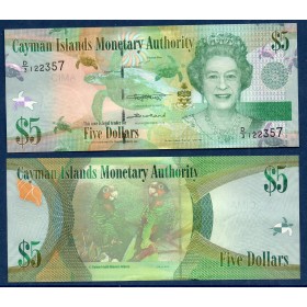 Cayman P.39c neuf Billet de 5 dollars 2018 perroquets