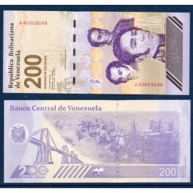 Venezuela P.120b, Neuf Billet de 200 Bolivares 2025 3 portraits