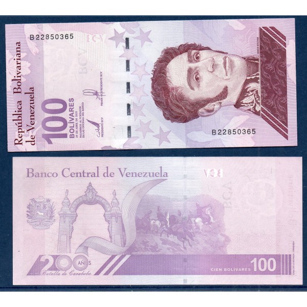 Venezuela P.119a, Neuf Billet de 100 Bolivares 2021 Simon bolivar