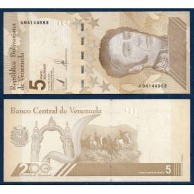 Venezuela P.115a, Neuf Billet de 5 Bolivares 2021 Monument Motherland