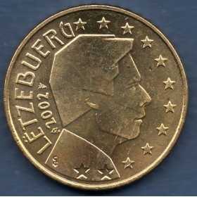 Pièce de 50 centimes d'Euro Luxembourg - Grand-Duc Henri 1ère carte (2002-2006)