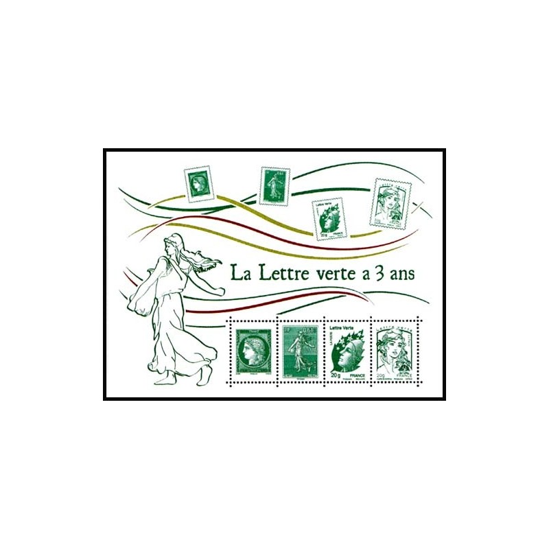 Bloc Feuillet France Yvert F4908 La lettre verte à 3 ans