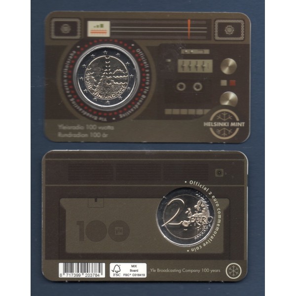 2 euro commémorative Coin-card brun, Finlande 2026, 100ans Radio Yle