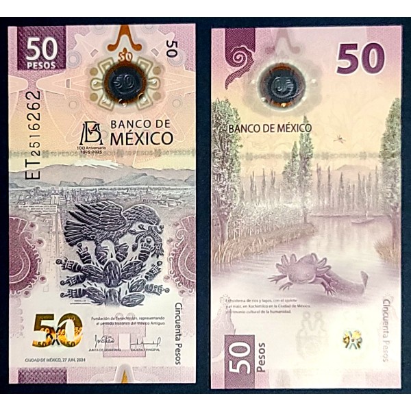 Mexique P.138a, Neuf Billet de 50 pesos 27.6.2024 100eme anniversaire