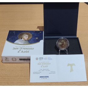 2 euro commémorative BE polissage inversé, Italie 2026, Saint François d'Assise pièce de monnaie €