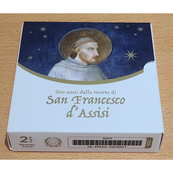 2 euro commémorative BE polissage inversé, Italie 2026, Saint François d'Assise pièce de monnaie €